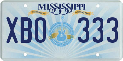MS license plate XBO333