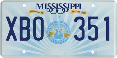 MS license plate XBO351