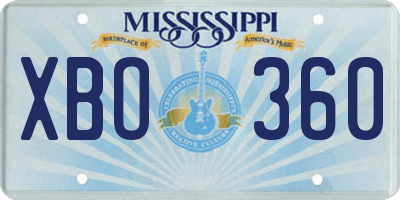 MS license plate XBO360