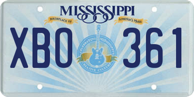 MS license plate XBO361