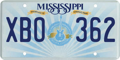 MS license plate XBO362