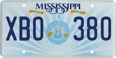 MS license plate XBO380