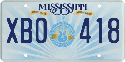 MS license plate XBO418