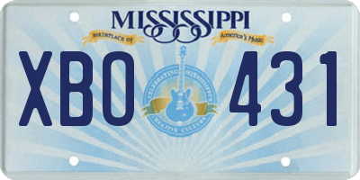MS license plate XBO431