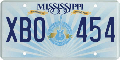 MS license plate XBO454