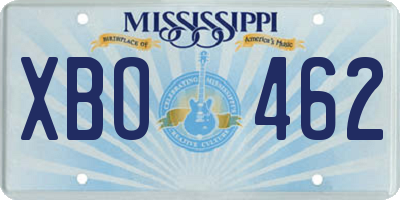 MS license plate XBO462