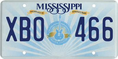 MS license plate XBO466