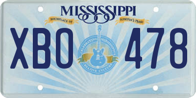 MS license plate XBO478