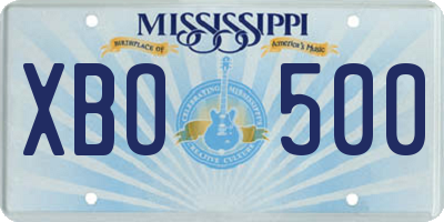 MS license plate XBO500