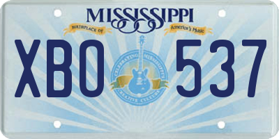 MS license plate XBO537