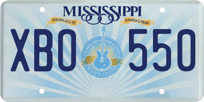 MS license plate XBO550