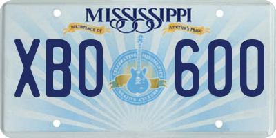 MS license plate XBO600