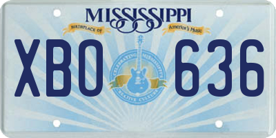 MS license plate XBO636