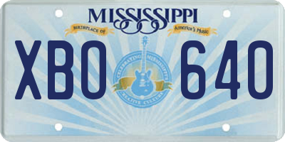 MS license plate XBO640