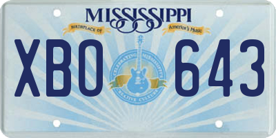 MS license plate XBO643