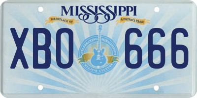 MS license plate XBO666