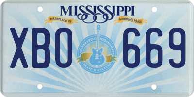MS license plate XBO669