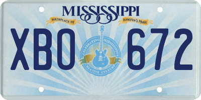 MS license plate XBO672