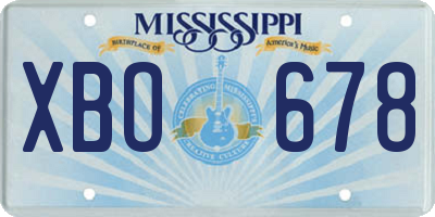 MS license plate XBO678