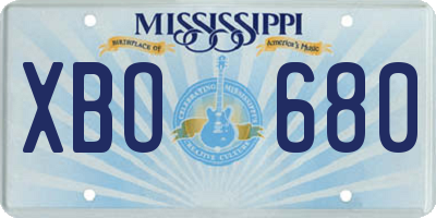 MS license plate XBO680