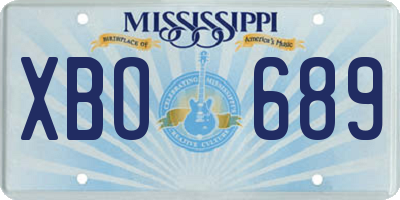 MS license plate XBO689