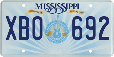 MS license plate XBO692