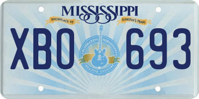 MS license plate XBO693