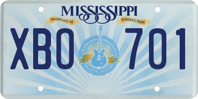 MS license plate XBO701