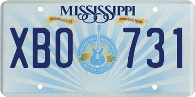 MS license plate XBO731