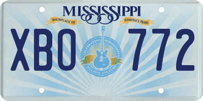 MS license plate XBO772