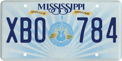 MS license plate XBO784