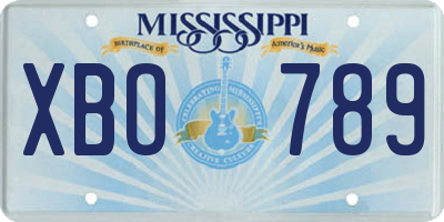 MS license plate XBO789