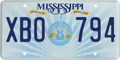 MS license plate XBO794