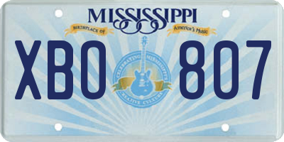 MS license plate XBO807