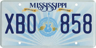 MS license plate XBO858