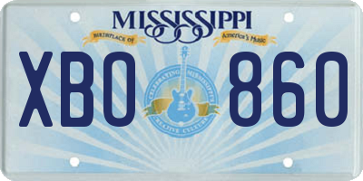 MS license plate XBO860