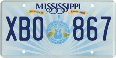 MS license plate XBO867