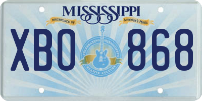 MS license plate XBO868