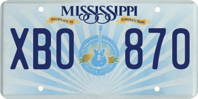 MS license plate XBO870