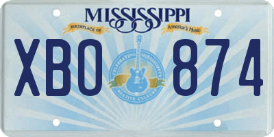 MS license plate XBO874