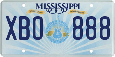 MS license plate XBO888