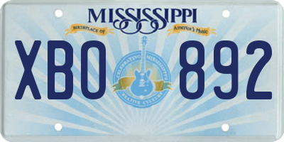 MS license plate XBO892