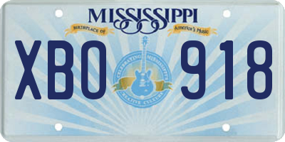 MS license plate XBO918