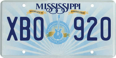 MS license plate XBO920
