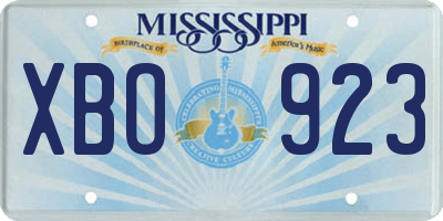 MS license plate XBO923