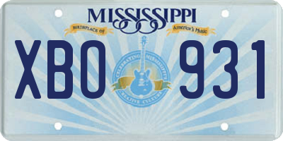 MS license plate XBO931