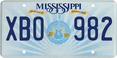 MS license plate XBO982