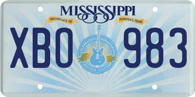 MS license plate XBO983