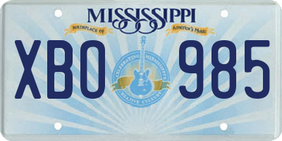 MS license plate XBO985