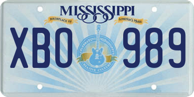 MS license plate XBO989